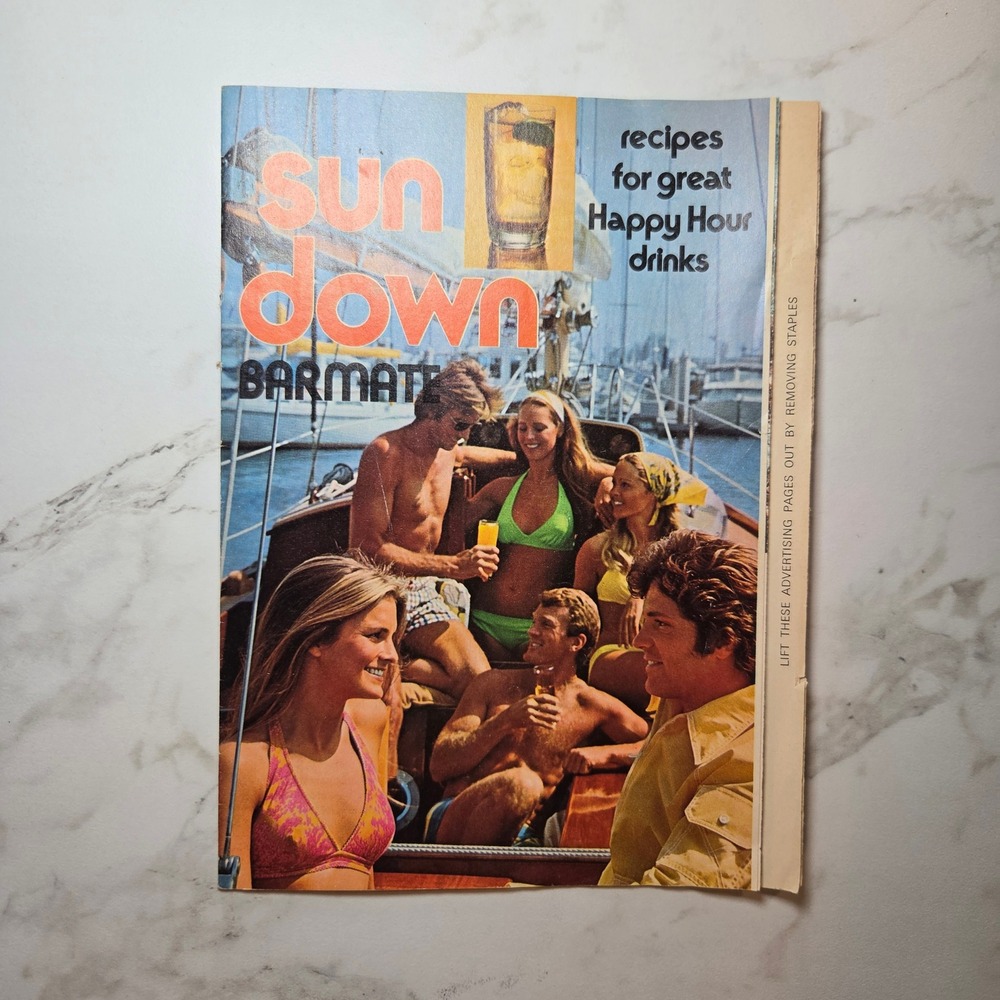 1974 Southern Comfort Sun Down Happy Hour Barmate Recipe Booklet Steamboat Glass